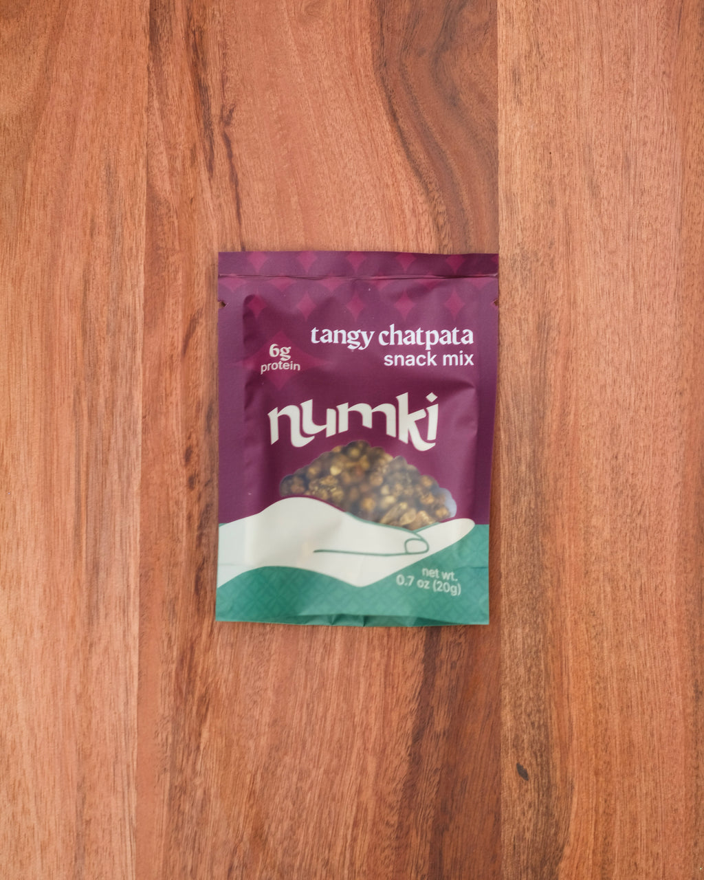Single serving packet of Numki masala peanut snack mix 
